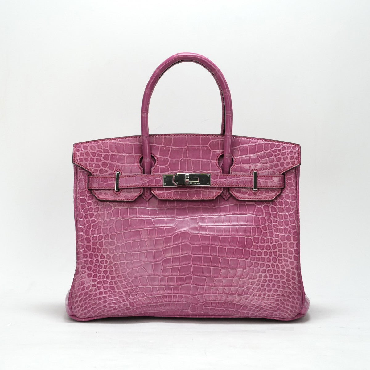 HERMES HERMES Birkin 30 Birkin 30 Polosus Crocodile Fuchsia Pink Pink Silver Metal Fittings