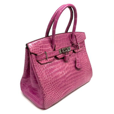 HERMES HERMES Birkin 30 Birkin 30 Polosus Crocodile Fuchsia Pink Pink Silver Metal Fittings