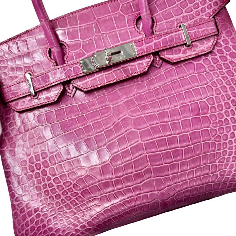 HERMES HERMES Birkin 30 Birkin 30 Polosus Crocodile Fuchsia Pink Pink Silver Metal Fittings