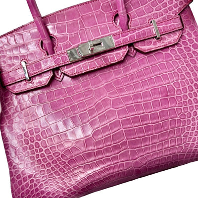 HERMES HERMES Birkin 30 Birkin 30 Polosus Crocodile Fuchsia Pink Pink Silver Metal Fittings