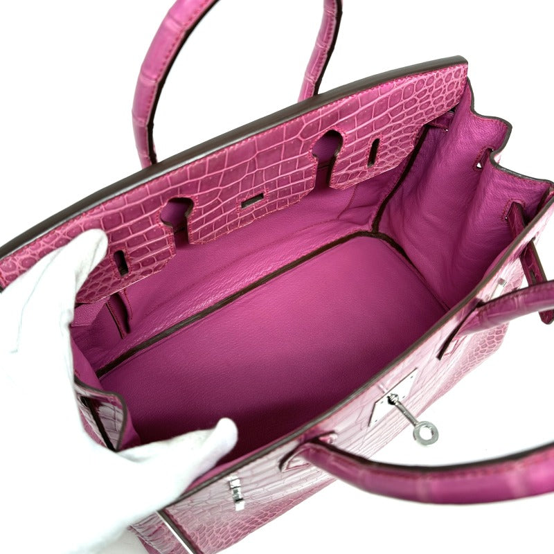 HERMES HERMES Birkin 30 Birkin 30 Polosus Crocodile Fuchsia Pink Pink Silver Metal Fittings