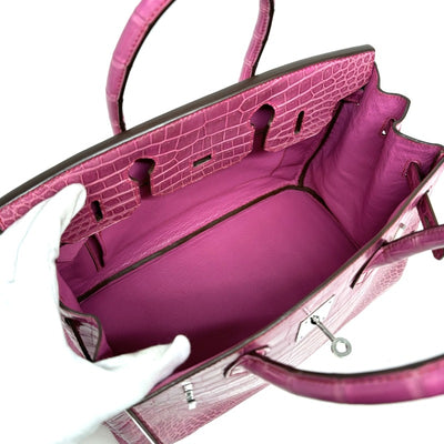 HERMES HERMES Birkin 30 Birkin 30 Polosus Crocodile Fuchsia Pink Pink Silver Metal Fittings