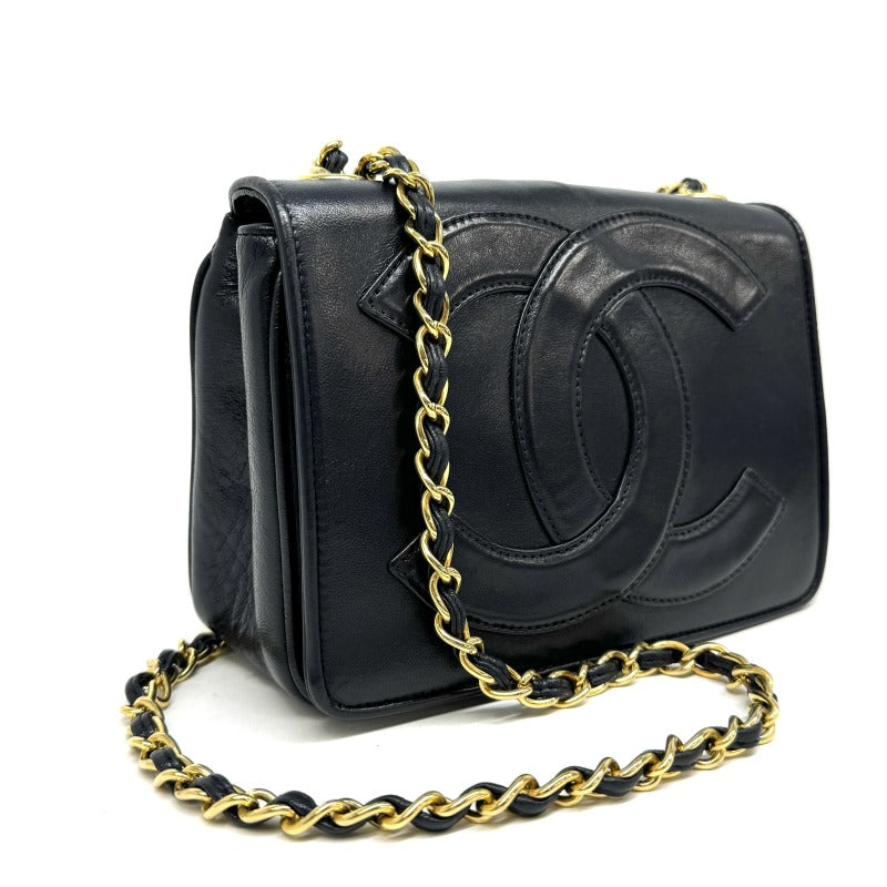 CHANEL CHANEL bag shoulder bag lambskin navy navy gold hardware chain bag coco mark big coco