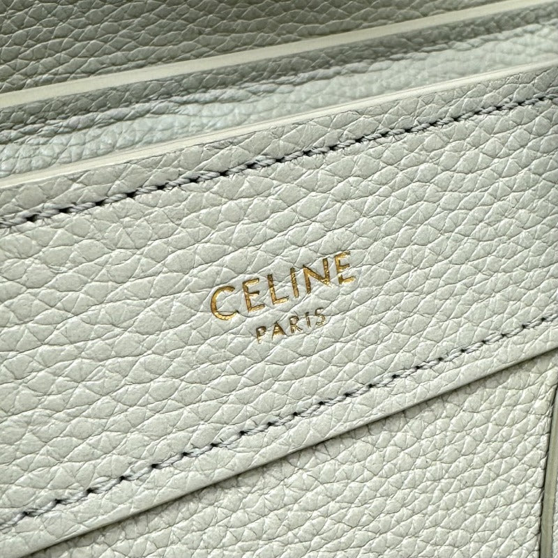 セリーヌ CELINE ラゲージ ナノ ナノラゲージ ラゲージナノ バッグ トートバッグ ショルダーバッグ ドラムドカーフスキン ライトグリーン ゴールド金具 新ロゴ ハンドバッグ