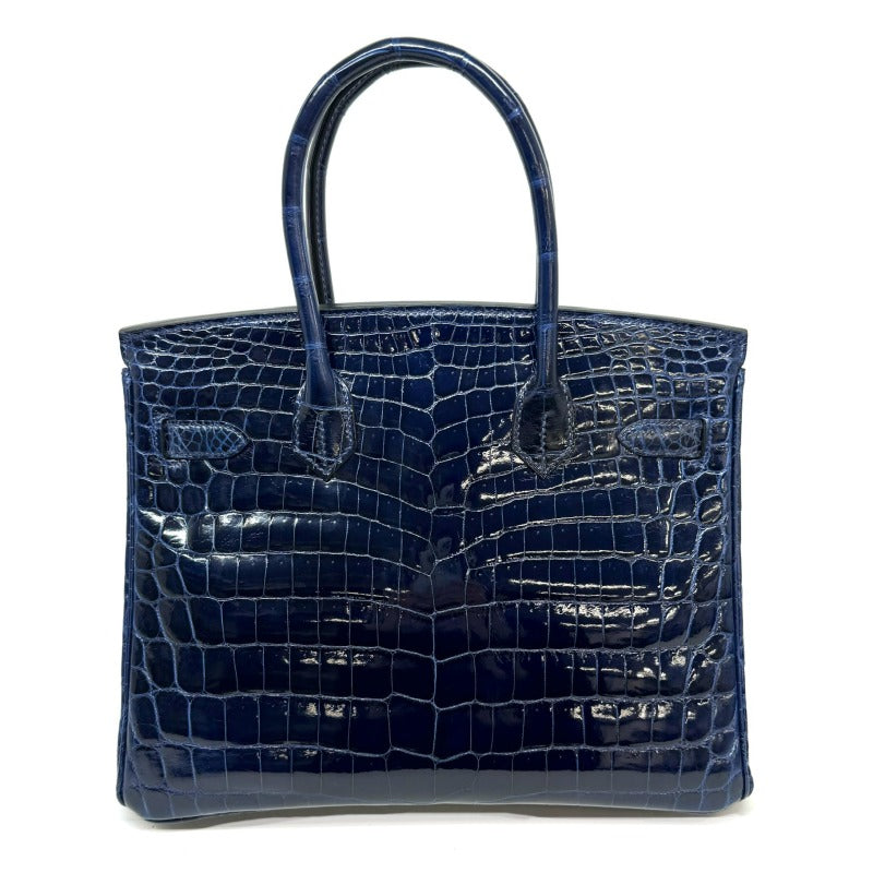 HERMES 헤르메스 Birkin 30 Birkin 30 가방, 토트 백, 닐 로티 쿠스, 악어, 블루 사시 르, 파란색, 해군, 은색 피팅