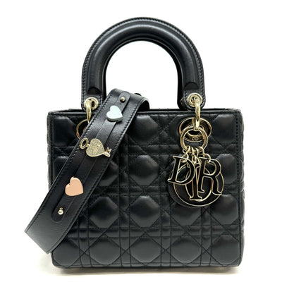 クリスチャンディオール CHRISTIAN DIOR レディディオール スモール LADY DIOR MY ABCDIOR MYABC カナージュバッグ バッグ トートバッグ ショルダーバッグ カナージュ ブラック 黒 ゴールド金具