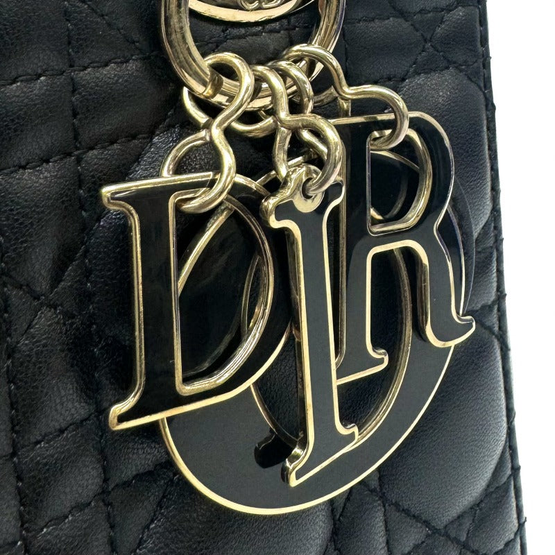 クリスチャンディオール CHRISTIAN DIOR レディディオール スモール LADY DIOR MY ABCDIOR MYABC カナージュバッグ バッグ トートバッグ ショルダーバッグ カナージュ ブラック 黒 ゴールド金具