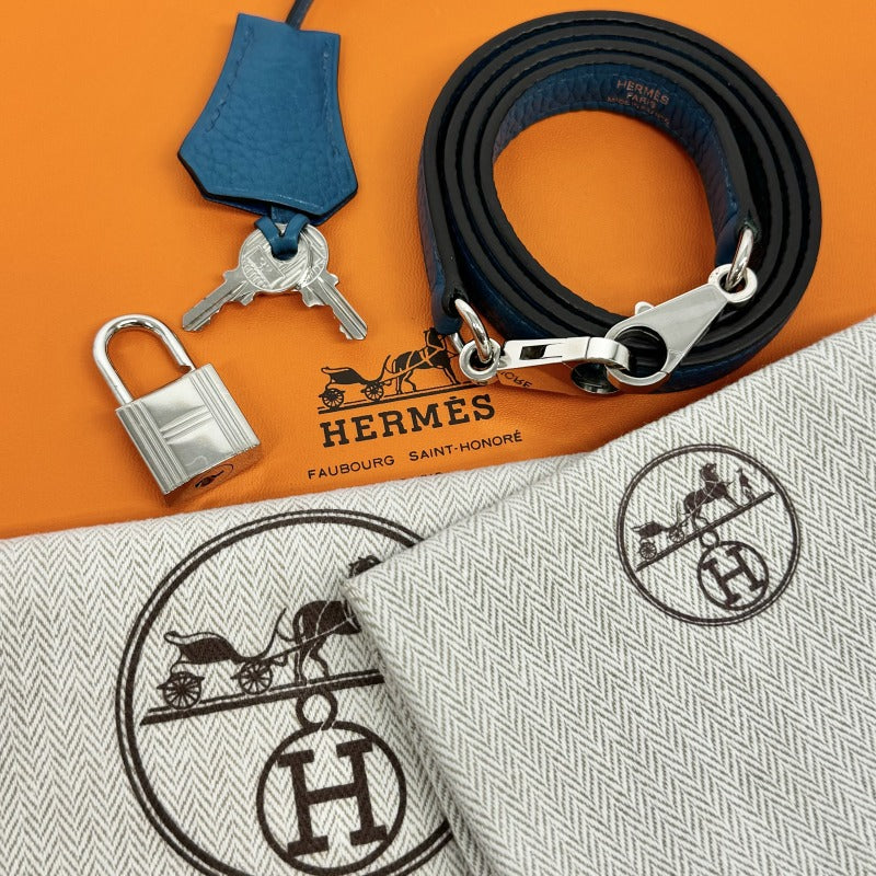 エルメス HERMES ケリー28 ヴェルソ ケリー 28 バッグ トートバッグ ショルダーバッグ トリヨンクレマンス ブルーイズミール ブルー 青 シルバー金具 バイカラー