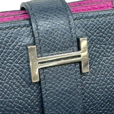 HERMES 헤르메스 Bearn soufflet verso Bearn soufflet 지갑 롱 지갑 Epson Blu Indigo Rose Purple Blue Purple Silver Metal Fittings Vaugh Epson