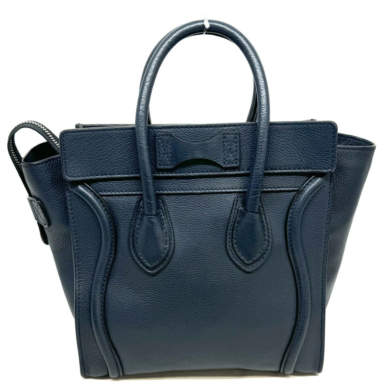 CELINE CELINE Luggage micro Micro luggage Luggage micro Bag, Tote Bag, Drumped Calfskin, Blue, Silver Fittings, Handbag