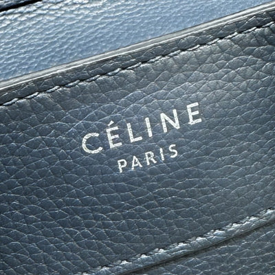 CELINE 셀린 Luggage micro Micro luggage Luggage micro 가방, 토트 백, 송아지 가죽, 파란색, 은색 피팅, 핸드백