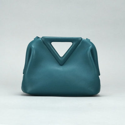 BOTTEGA VENETA BOTTEGAVENETA Triangle Point small Bag, Tote bag, Shoulder bag, Leather, Blue, Green, Blue, Gold hardware