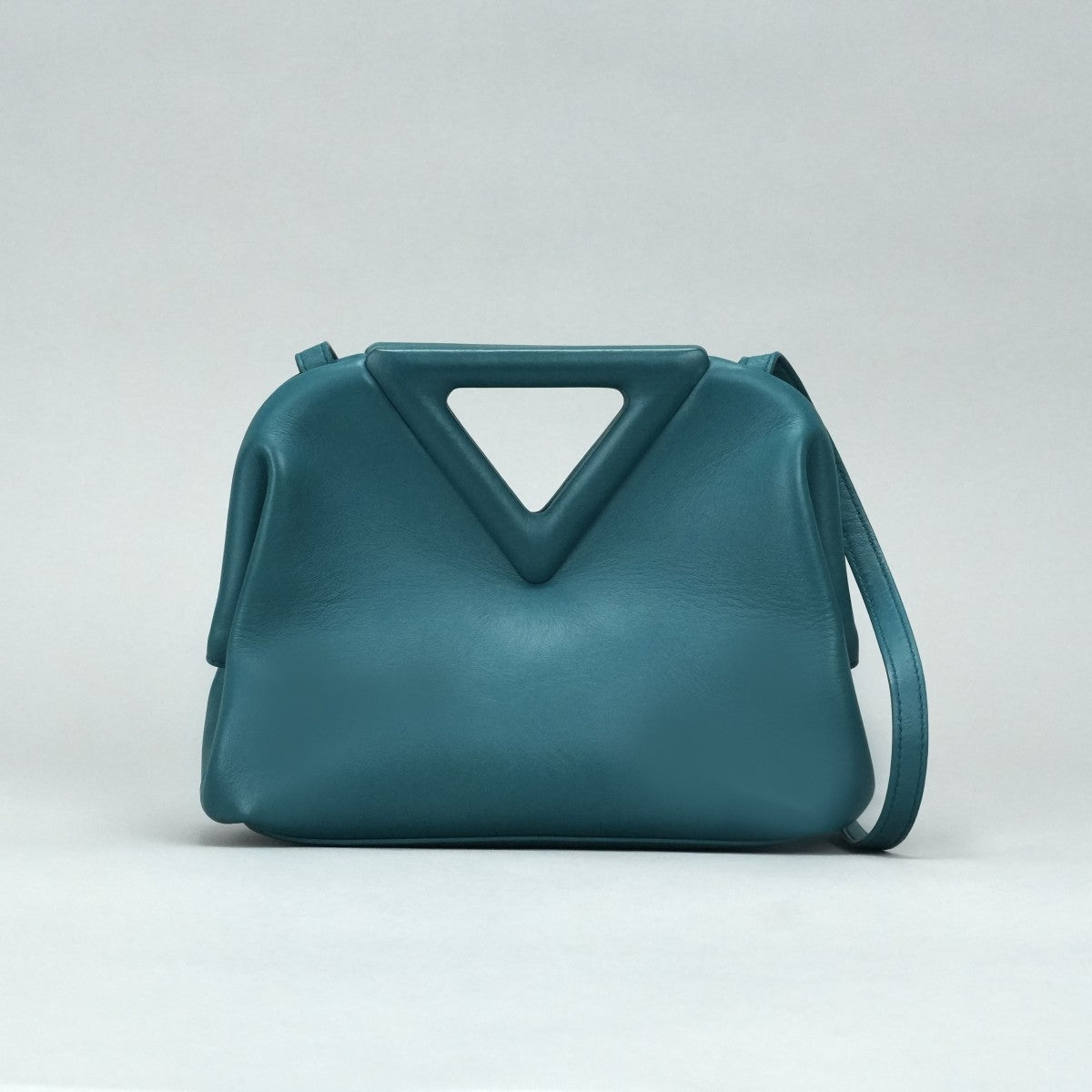 BOTTEGA VENETA Bottegaveneta Triangle Point small 包，手提袋，肩膀袋，皮革，蓝色，绿色，蓝色，金色硬件
