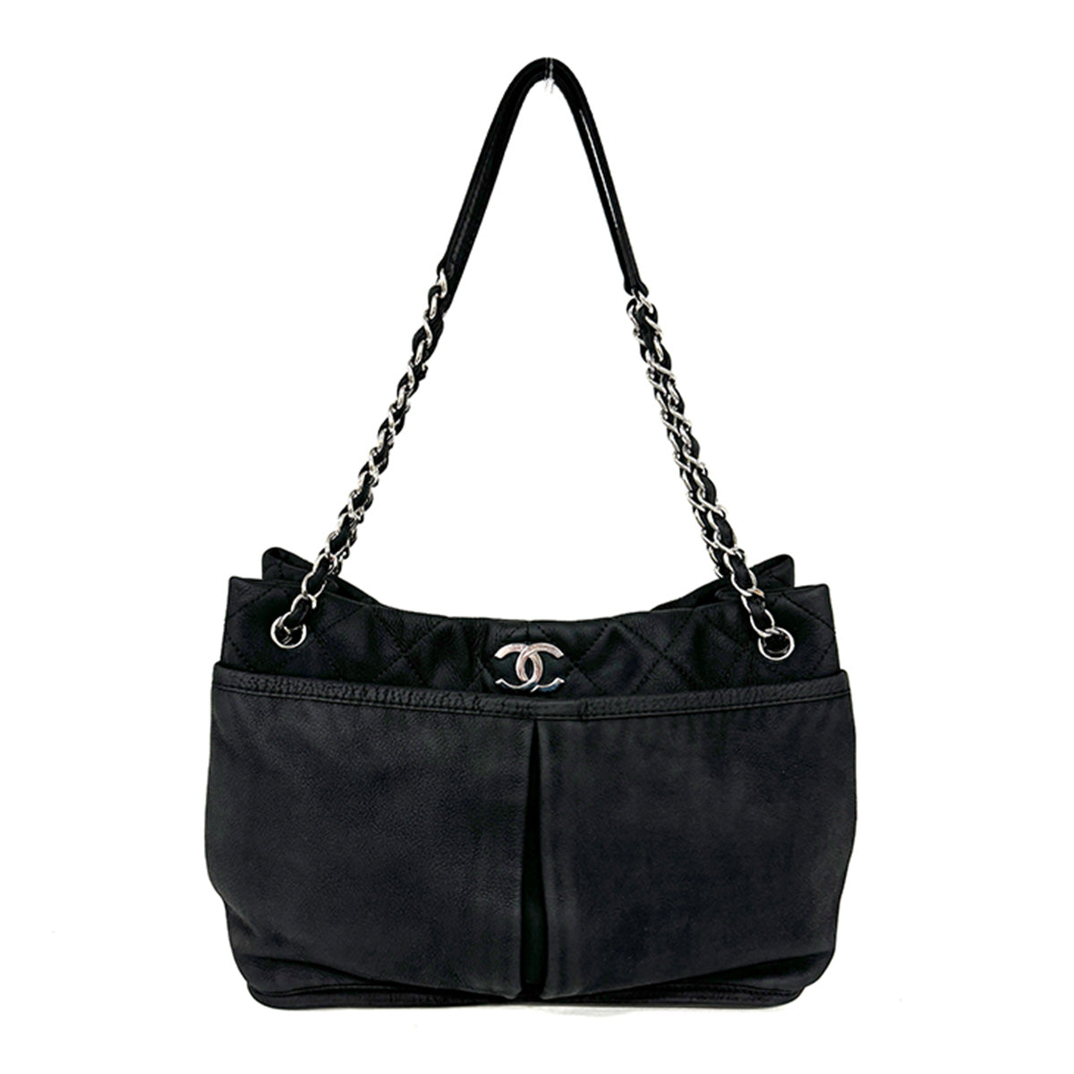 CHANEL CHANEL Matelass? Bag, tote bag, shoulder bag, nubuck, black, black, silver fittings, chain shoulder bag, Coco mark