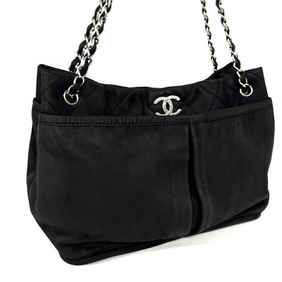 CHANEL CHANEL Matelass? Bag, tote bag, shoulder bag, nubuck, black, black, silver fittings, chain shoulder bag, Coco mark