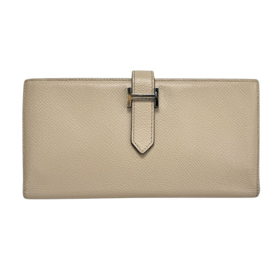 HERMES HERMES B?arn soufflet Bearn soufflet Wallet Long Wallet Epson Trench Beige Silver Metal Fittings Vaugh Epson