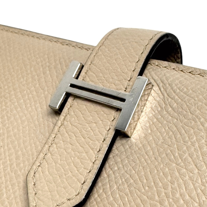 HERMES HERMES B?arn soufflet Bearn soufflet Wallet Long Wallet Epson Trench Beige Silver Metal Fittings Vaugh Epson