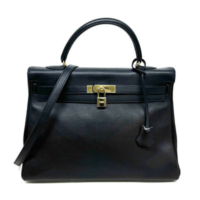 HERMES HERMES Kelly 35 Kelly 35 Bag, Tote bag, Shoulder bag, Leather, Navy, Navy, Gold hardware