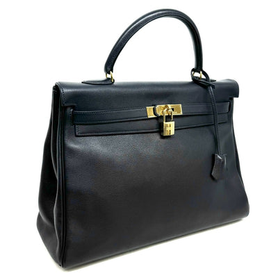 HERMES HERMES Kelly 35 Kelly 35 Bag, Tote bag, Shoulder bag, Leather, Navy, Navy, Gold hardware