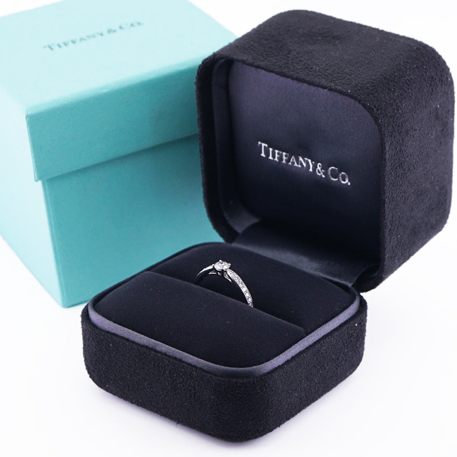 Tiffany & Co. TIFFANY&Co. Round Brilliant Engagement Ring Diamond Platinum Band Half Eternity Half Circle Tiffany & Co. Harmony Diamond Ring Engagement Ring Platinum