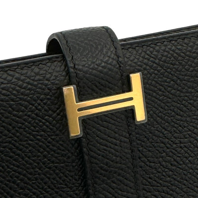 HERMES HERMES B?arn soufflet Bearn soufflet Wallet Long Wallet Epson Noir Black Gold Hardware Vaugh Epson