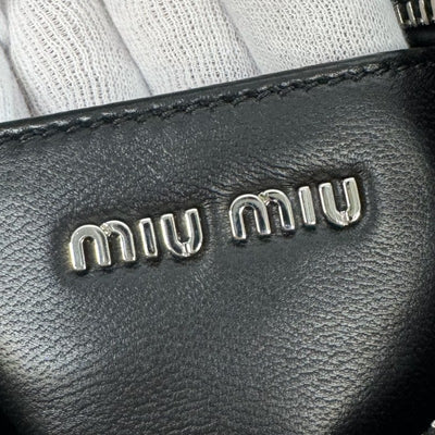 ミュウミュウ MIUMIU ナッパクリスタル マテラッセ バッグ ショルダーバッグ ナッパレザー ブラック 黒 シルバー金具