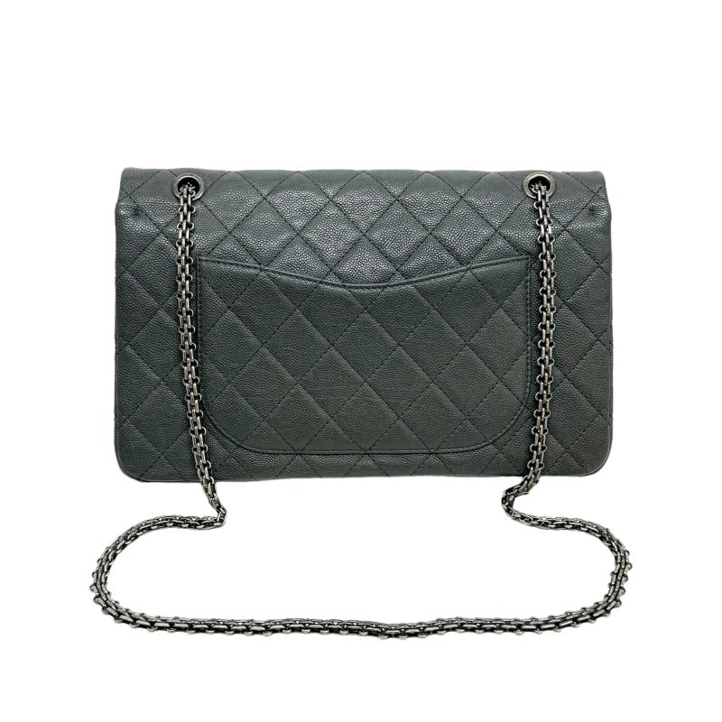 CHANEL CHANEL 2.55 hardware Matelass? Bag Shoulder Bag Caviar Skin Grey Gunmetal Metal Fittings Double flapW flapDouble chain W chainChain shoulder bag