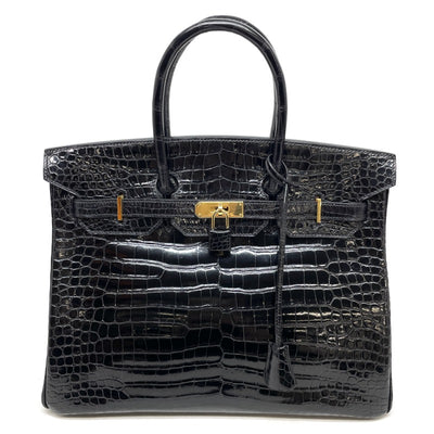 HERMES 헤르메스 Birkin 35 Birkin 35 폴로스 크로 코디일 누아르 블랙 골드 하드웨어 이국