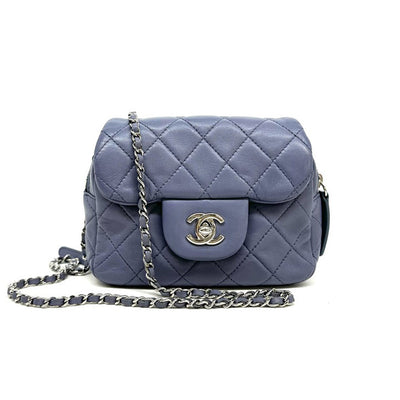 CHANEL CHANEL Matelass? Bag Shoulder Bag Lambskin Purple Silver Metal Fittings Chain Wallet WOC Wallet Coco Mark