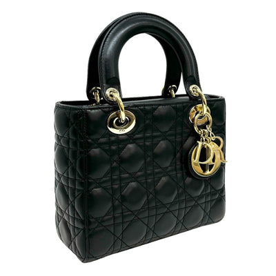 CHRISTIAN DIOR 기독교 디올 Lady dior small LADY DIOR MY ABCDIOR Small bag MYABC Cannage bag 가방, 토트 백, 숄더 백, 양고기, 검은 색, 금 피팅