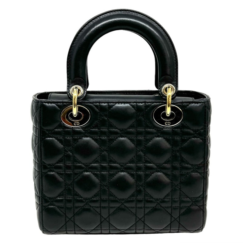 クリスチャンディオール CHRISTIAN DIOR レディディオール スモール LADY DIOR MY ABCDIOR スモールバッグ MYABC カナージュバッグ バッグ トートバッグ ショルダーバッグ ラムスキン ブラック 黒 ゴールド金具