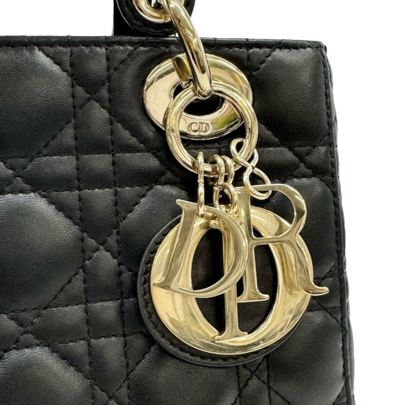 クリスチャンディオール CHRISTIAN DIOR レディディオール スモール LADY DIOR MY ABCDIOR スモールバッグ MYABC カナージュバッグ バッグ トートバッグ ショルダーバッグ ラムスキン ブラック 黒 ゴールド金具