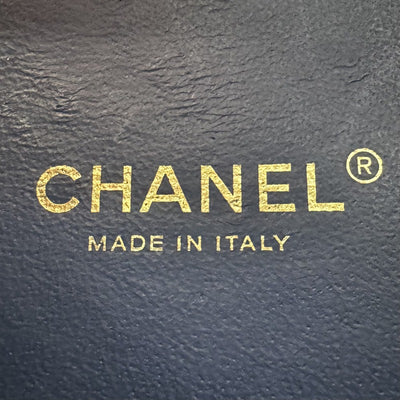 CHANEL 샤넬 Matelasse CC filigree 가방, 토트 백, 숄더백, 파이썬, 트위드, 파란색, 네이비, 파란색, 금 하드웨어, 핸드백, 체인 숄더백, 2 방향 가방 Vanity bag 코코 마크