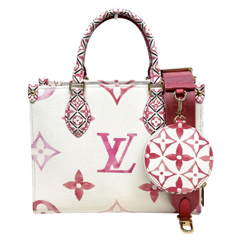 ルイヴィトン LOUIS VUITTON オンザゴーPM オンザゴー PM モノグラム フラワー LV バイ・ザ・プール バッグ トートバッグ ショルダーバッグ モノグラム・キャンバス ホワイト ピンク 白 ゴールド金具 2wayバッグ