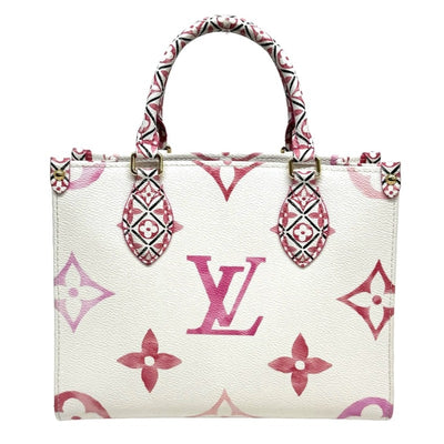 LOUIS VUITTON LOUIS VUITTON On the go PM On the go PM Monogram Flower LV By the Pool Bag Tote Bag Shoulder Bag Monogram・Canvas, white, pink, white, gold hardware, 2-way bag