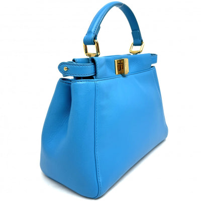 FENDI FENDI Peekaboo small Mini peekaboo Peekaboo mini Bag, tote bag, shoulder bag, nappa leather, blue, blue, gold hardware, handbag