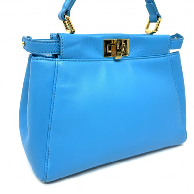 FENDI FENDI Peekaboo small Mini peekaboo Peekaboo mini Bag, tote bag, shoulder bag, nappa leather, blue, blue, gold hardware, handbag