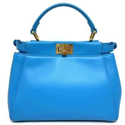 FENDI FENDI Peekaboo small Mini peekaboo Peekaboo mini Bag, tote bag, shoulder bag, nappa leather, blue, blue, gold hardware, handbag