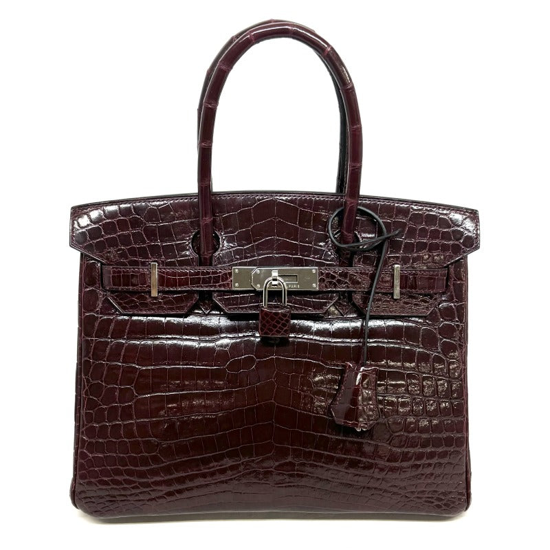 HERMES 헤르메스 Birkin 30 Birkin 30 Nilotticus crocodile Burgundy Red Silver Metal Fitting