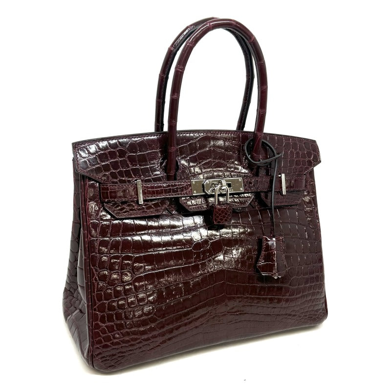 HERMES 헤르메스 Birkin 30 Birkin 30 Nilotticus crocodile Burgundy Red Silver Metal Fitting