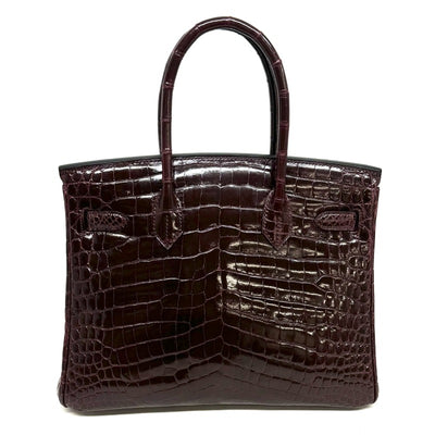 HERMES HERMES Birkin 30 Birkin 30 Nilotticus Crocodile Burgundy Red Silver Metal Fitting