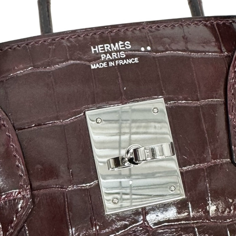 HERMES HERMES Birkin 30 Birkin 30 Nilotticus Crocodile Burgundy Red Silver Metal Fitting