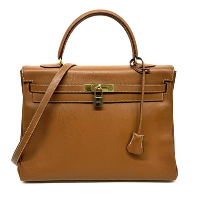 HERMES HERMES Kelly 35 Kelly 35 interior stitch Bag, Tote Bag, Shoulder Bag, Kushbell, Gold, Brown, Brown, Gold Fittings