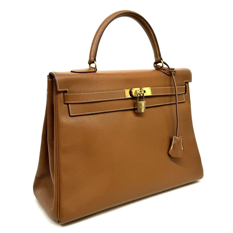 HERMES 헤르메스 Kelly 35 Kelly 35 interior stitch 가방, 토트 백, 숄더백, 쿠슈 벨, 금, 갈색, 갈색, 금 피팅