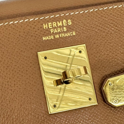 HERMES 爱马仕 Kelly 35 Kelly 35 interior stitch 包，手提袋，肩膀袋，库什贝尔，金，棕色，棕色，金色配件