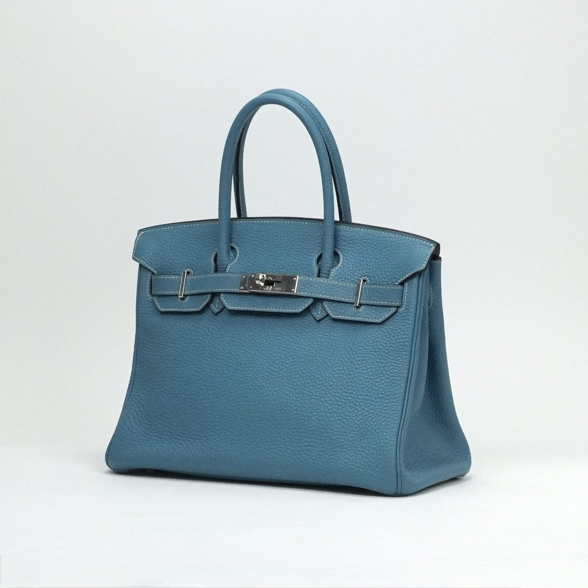 HERMES 헤르메스 Birkin 30 Birkin 30 가방, 토트 백, 토고, 블루 진, 블루, 실버 피팅