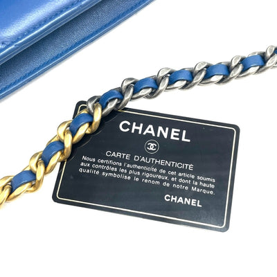 シャネル CHANEL シャネル19 バッグ ショルダーバッグ ラムスキン ブルー 青 シルバー金具 ゴールド金具 チェーンショルダーバッグ チェーンウォレット WOC