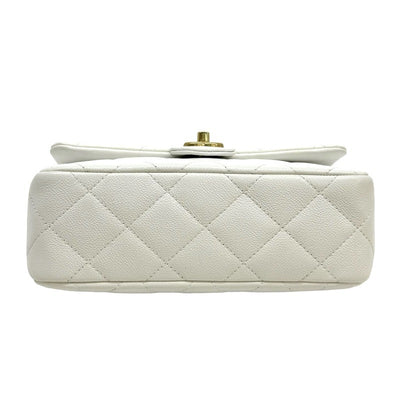 CHANEL 香奈儿 Matelass? S-flap single flap W chain Double chain 袋肩袋鱼子酱皮肤白色白金硬件 Drawstring 连锁肩带可可标记转锁