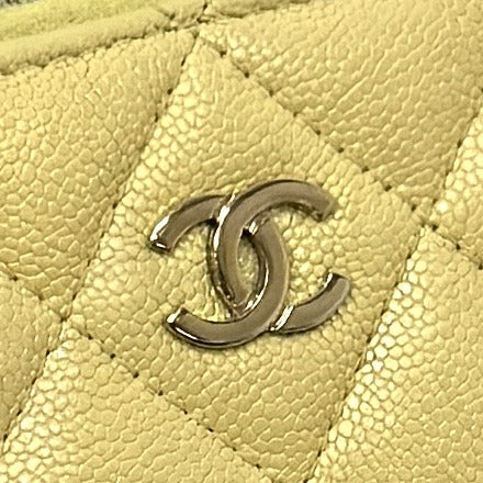 シャネル CHANEL マトラッセ 財布 コインケース 小銭入れ キャビアスキン イエロー 黄色 ゴールド金具 コインパース カードケース ミニウォレット コンパクトウォレット