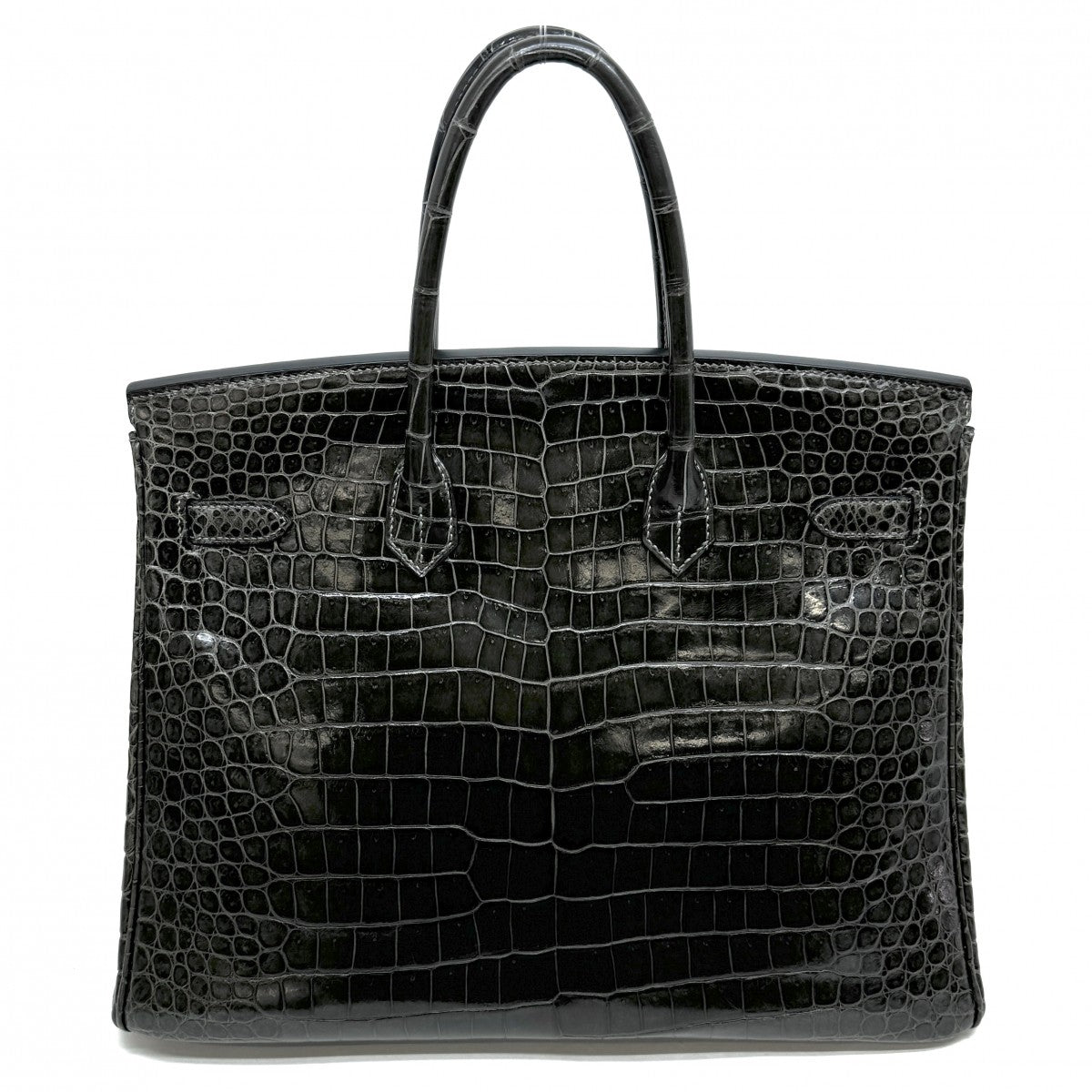 HERMES 헤르메스 Birkin 35 Birkin 35 가방, 토트 백, 폴로스, 악어 GRAFF이국적인 회색 실버 금속 피팅에 맞습니다